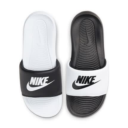 耐克NIKE外穿休闲鞋男一字VICTORI ONE拖鞋DD0234-100白黑42.5