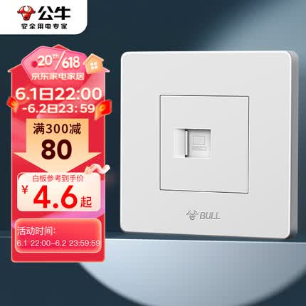公牛（BULL）开关插座G07系列 一位电脑打线型六类插座面板G07T102B白色暗装