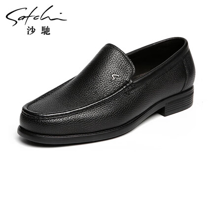 沙驰（SATCHI）男鞋 高档鹿皮男士皮鞋舒适商务休闲鞋皮鞋男 402322258Z 黑色 41