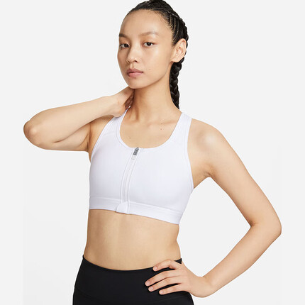 耐克NIKE女子运动内衣DF SWSH ZIP FRONT BRA紧身内衣DD1206-100白M