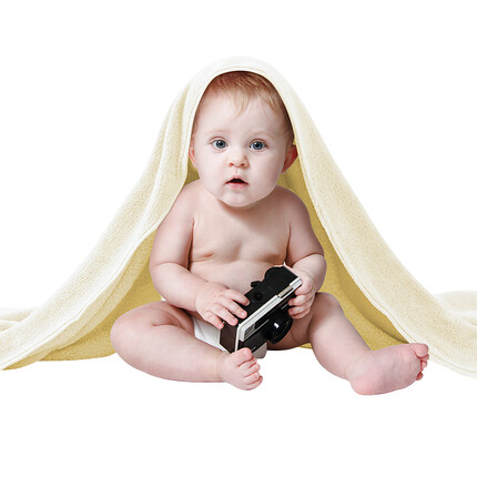 南极人（Nanjiren）婴儿浴巾秋冬宝宝洗澡巾微米绒吸水巾儿童毛巾被黄色105*105cm