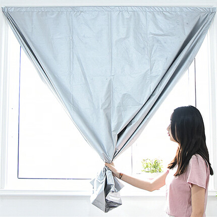 柏拉图魔术贴窗帘成品隔热全遮光防晒防风寝室出租房宿舍厨房免打孔窗帘 宽1.0米×高1.4米一片 精品全遮光双面银