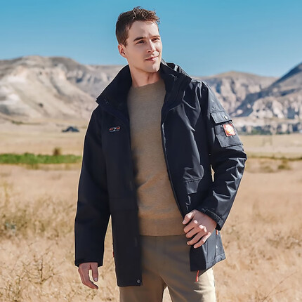 美国TFO 冲锋衣男可拆卸抓绒三合一户外服 男款城市休闲时尚防水外套 潮牌防风保暖服 皇家蓝 M