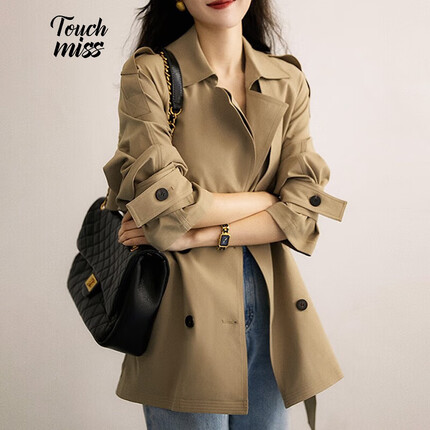 塔驰密司（TOUCH MISS）Touch Miss塔驰密司女装风衣女秋季时髦立体廓型短风衣XH2022357 卡其色（9.30发货） L