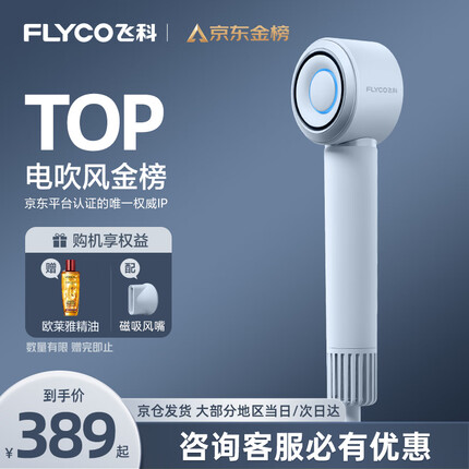 飞科（FLYCO）高速电吹风机送女友礼物低噪小巧家用宿舍用便携速干负离子护发大功率银河星环吹风筒FH6371星空灰
