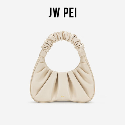 JW PEI手提包褶皱包原创设计小众包包女Gabbi时尚简约云朵包手提包2T03 米白色羊纹