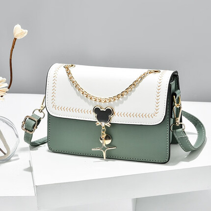 摩登密码轻奢品牌包包女包牛皮单肩包斜挎包女生小包！生日礼物送女友 白绿 礼盒包装（MOONDEMIMA）