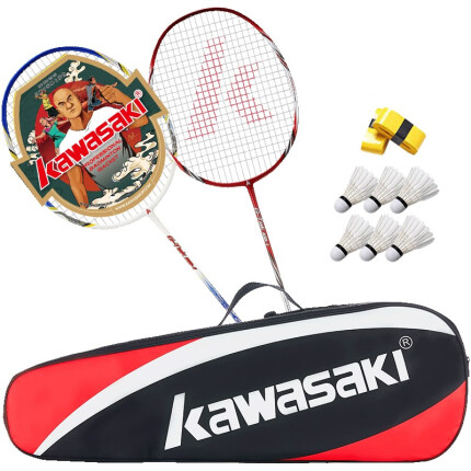川崎(KAWASAKI)羽毛球拍双拍超轻碳素对拍买一支送一支还赠四件套已穿线KD-1