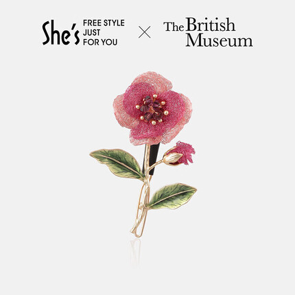 She's发饰 大英博物馆 唯爱手工编织山茶花边夹刘海发夹 送女友