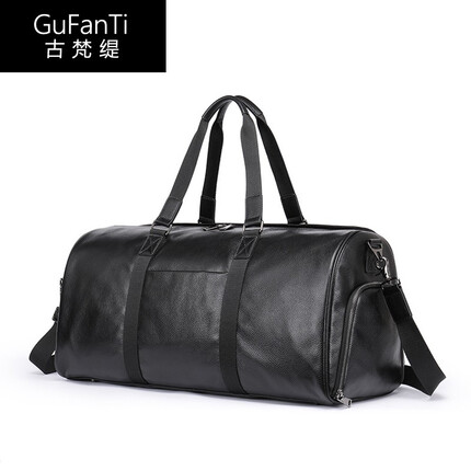 古梵缇旅行包男 休闲时尚头层牛皮旅行包大容量行李包健身包男 gft-1119 黑色-款2较大56*27*27cm GUFANTI