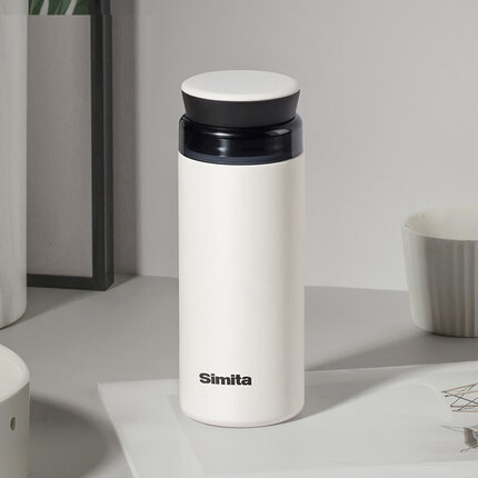施密特（Simita）保温杯男女316不锈钢水杯时尚潮流泡茶杯子定制印LOGO 米白400ml