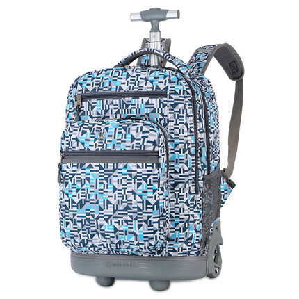 拉杆背包 旅行男 书包女中学生 男韩版时尚 潮流旅行大容量 威盛达 几何 19寸可登机