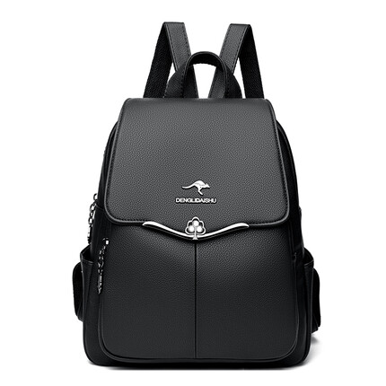 酷奇袋鼠 酷奇女包双肩包女包百搭女士背包2022新三八妇女节礼物 黑色 (头层牛皮)