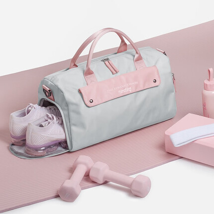 MOONMIX运动健身包女士干湿分离大容量短途旅行包手提行李收纳袋游泳包 灰色