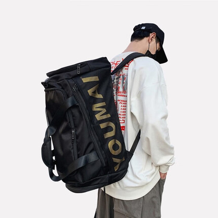 铂呐苓旅行包行李包休闲登山健身包大容量运动包新款防泼水收纳徒步 旅行包【黑色】