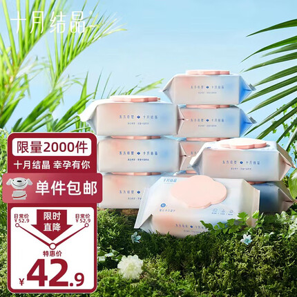 十月结晶婴儿湿纸巾【10包*80抽】宝宝手口柔湿巾新生手口专用