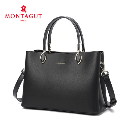 梦特娇女包大容量单肩包新款女士手提包时尚百搭牛皮女包斜挎包潮流包包 黑色-R7512057012