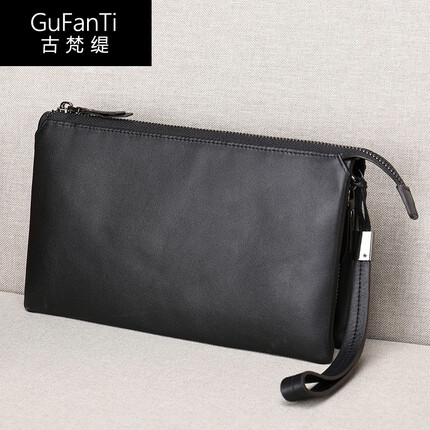 古梵缇手包男 时尚大容量头层牛皮横款手拿包男便携男士手包gftx-80 黑色 GUFANTI