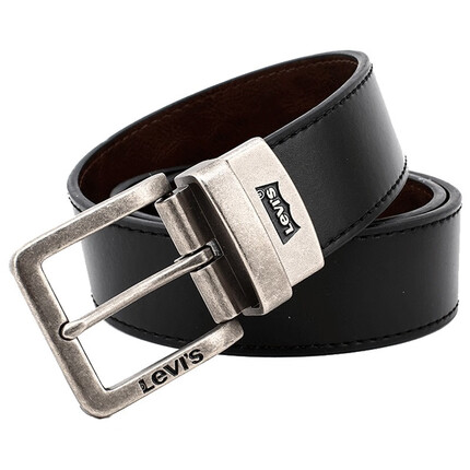 Levi's 【生日礼物】美国李维斯男士皮带奢侈品复古旋转带头双面腰带 黑色 32码 美国直邮