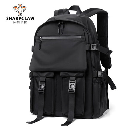 萨帕卡拉时尚大容量双肩包男士休闲大气防泼水旅行包出行背包 黑色