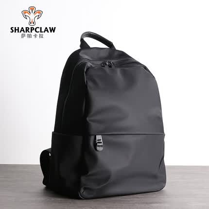 萨帕卡拉双肩包男简约出差旅行背包防水尼龙牛津布大容量书包 典雅黑 30*15*40cm