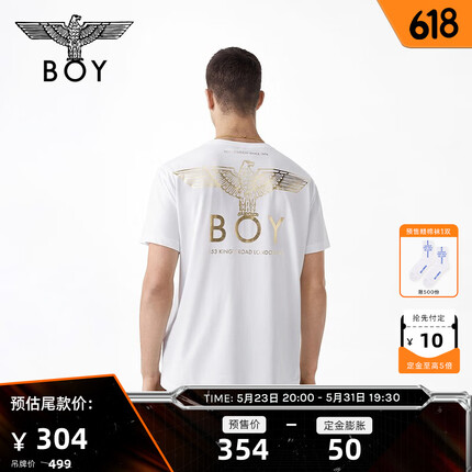 BOY LONDON潮牌短袖男女同款22春夏经典老鹰LOGO白色休闲t恤N01913 白色 M