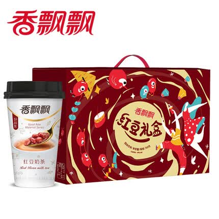 香飘飘奶茶 红豆味奶茶64g*12杯 整箱礼盒装 代餐下午茶 杯装冲调饮料768g