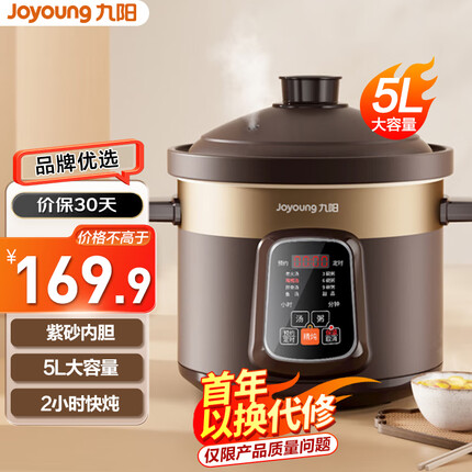 九阳(Joyoung)电炖锅 电炖盅5L大容量紫砂 预约电砂锅大功率 陶瓷煮粥煲汤锅DGD50-05AK【软装】