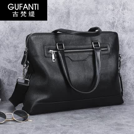古梵缇公文包男 时尚商务公文包横款牛皮手提男士办公包男包 gft-2224 黑色 GUFANTI