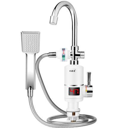 欢快龙即热式电热水龙头淋浴洗澡两用水龙头热水器厨宝速热水龙头 下进水数显淋浴款带漏保（洗澡洗脸双用）