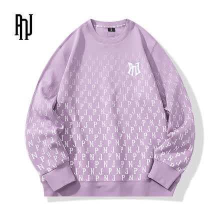 PNJ圆领男女卫衣渐变潮服情侣宽松百搭上衣 PK3DW202 紫色 L