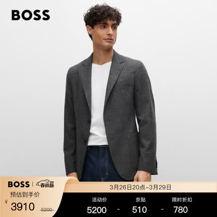 BOSS HUGO 雨果博斯男士2022秋冬新款无衬平驳领修身版西服外套 021-深灰色 EU:50A