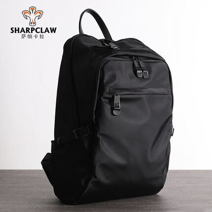 萨帕卡拉品牌双肩包男商务防泼水尼龙背包2023新款出差旅行大容量电脑包 典雅黑 长30*宽16*高44cm