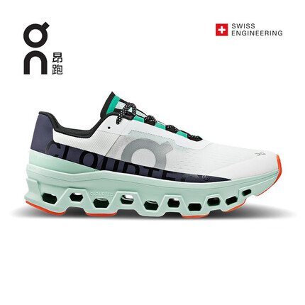 On昂跑新款潮流运动鞋男款长距离跑鞋Cloudmonster怪兽鞋 未染色白/溪绿 41 US(M8)