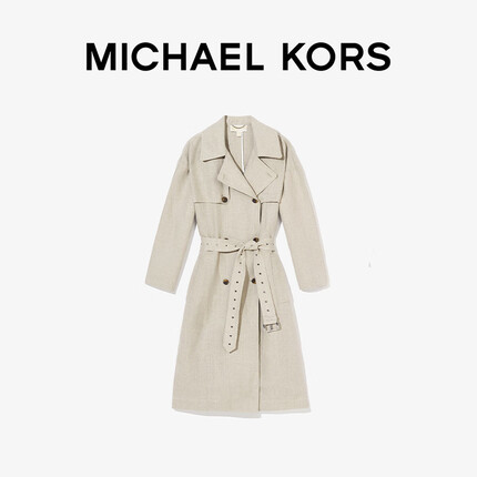 MICHAEL KORS迈克高仕 女士亚麻系带中长款风衣外套 麻灰色 101 XS