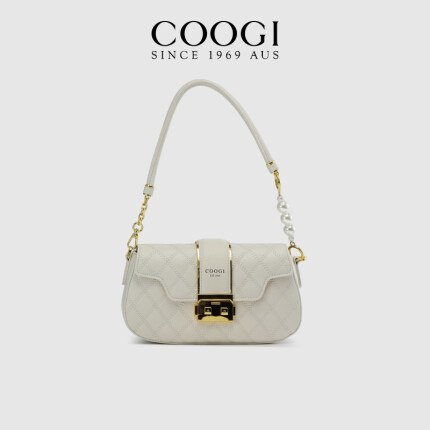 COOGI包包女包轻奢女士单肩斜挎包女款生日 米白色