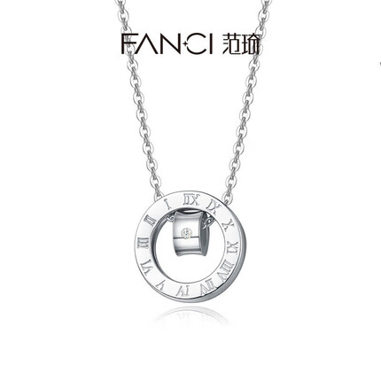 Fanci范琦 罗马转盘925银项链女转珠吊坠锁骨链时尚饰品女生生日礼物