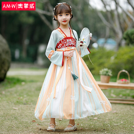 奥蒙威儿童汉服女童国风古装唐装古装裙子连衣裙ER-MH-H1514花月瑶160