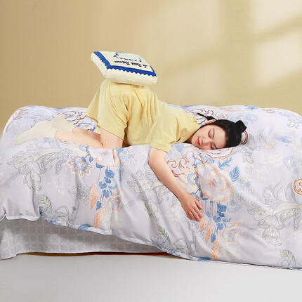 富安娜家纺床上四件套 纯棉全棉床品套件抑菌床单被套 双人加大1米8床