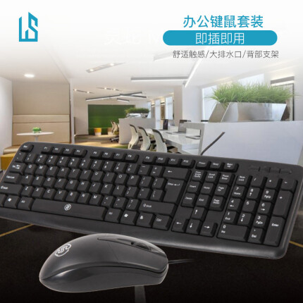 灵蛇（LINGSHE）有线键鼠套装 办公键鼠套装 防水鼠标键盘套装MK200黑色