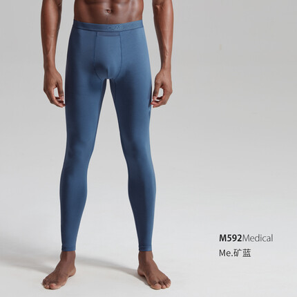 螃蟹秘密男士保暖裤秋裤男紧身修身青年单件打底裤 Me.矿蓝 XXL