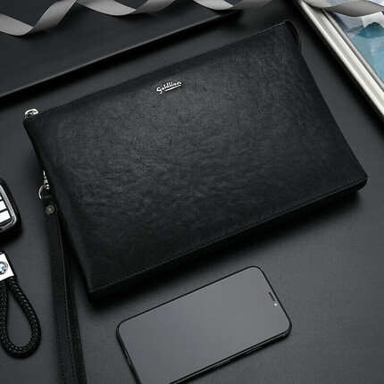 金利来（Goldlion)男士手包 休闲信封包大容量男款手抓包 时尚男士手拿包 MW815409-04491A 黑 生日礼物送男友送老公送爸爸