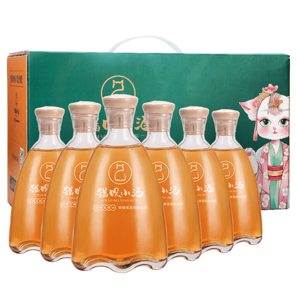 猫呗水蜜桃梅子桑葚桃花酿青梅荔枝椰子酒青柠果酒8度 青梅酒258ml*6瓶装