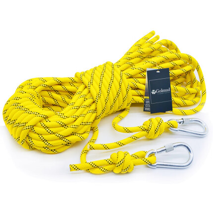 Golmud 10MM登山绳 安全绳索 登山绳子 救生绳 救援绳子 户外 捆绑绳 徒步装备 金黄色50米打结