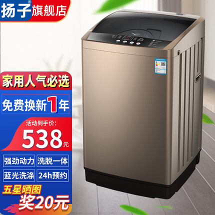 扬子全自动洗衣机家用小型宿舍租房 一键洗脱智能遥控 蓝光洗护大容量波轮洗脱一体机 10KG强劲风干+蓝光洗涤防缠绕