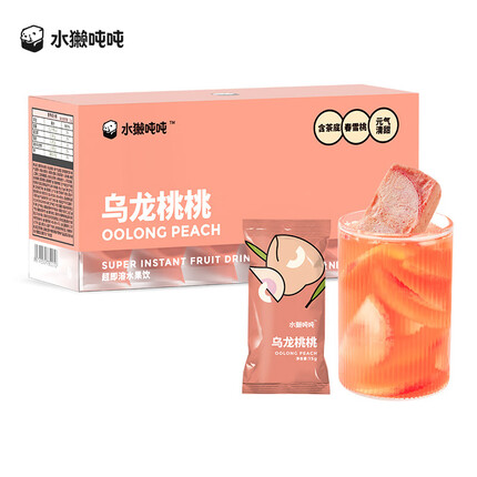 水獭吨吨花果茶 即溶乌龙桃桃90g(15g*6袋) 3秒速溶冷热饮 冻干蜜桃乌龙茶