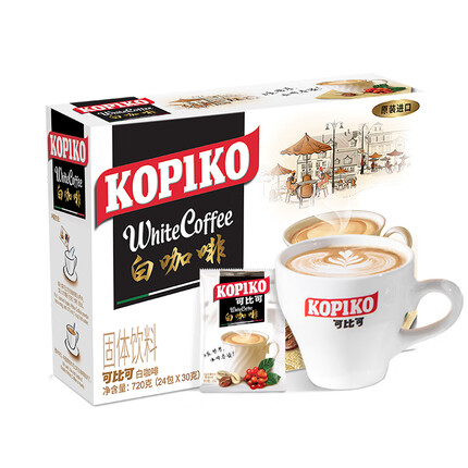 可比可（KOPIKO）白咖啡 三合一速溶咖啡粉冲调饮品24包720g 印尼进口