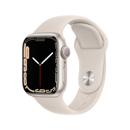 Apple Watch Series 7 智能手表GPS款41 毫米星光色铝金属表壳星光色运动型表带MKMY3CH/A