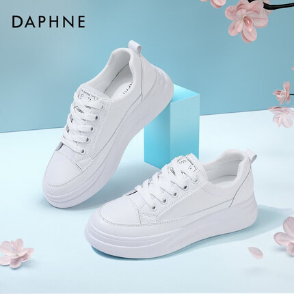 达芙妮（DAPHNE）厚底小白鞋女2023春夏季新款女鞋百搭透气板鞋女运动休闲鞋子女 白色（尺码偏小拍大一码） 36