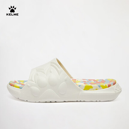 卡尔美（KELME）运动拖鞋男女夏外穿洗澡凉拖沙滩足篮球防水厚底鞋潮户外情侣同款 米白迷彩 40